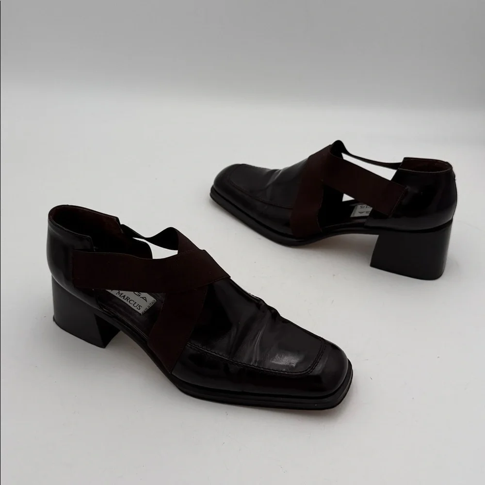 Vintage Via Spiga Brown patent Leather Shoes slip on women 9B Y2K goth 90’s
